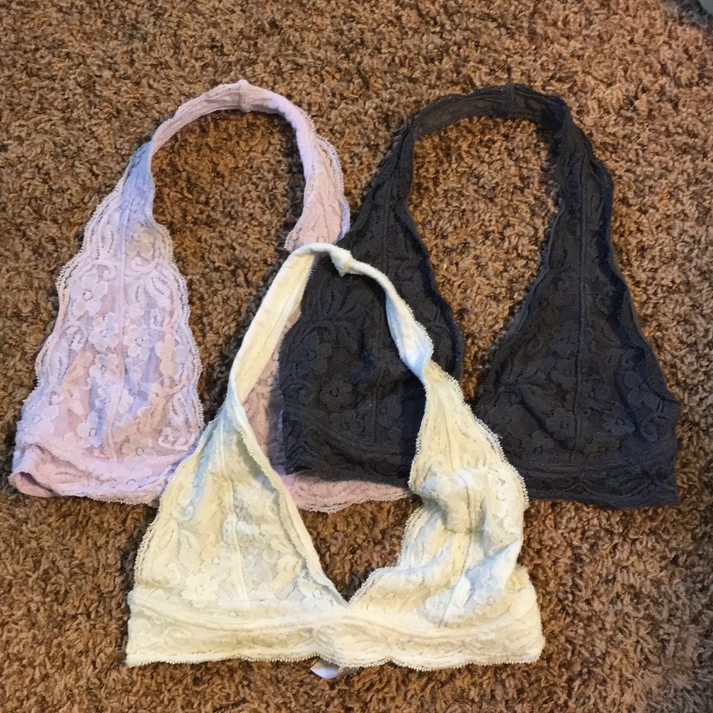 UO Pins and Needles Lace Halter Bralette Bundle